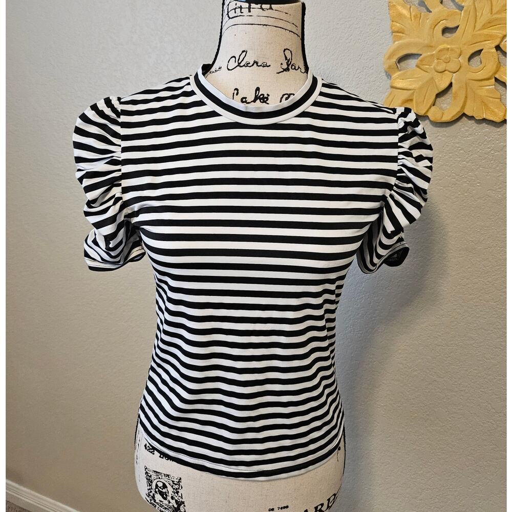 Shein striped, ruched short sleeve top